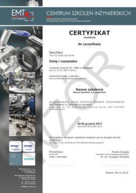 Certyfikat EMT-Systems